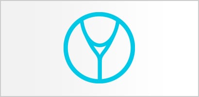 Rundt cyan ikon med slangen på et Littmann stetoskop.
