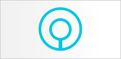 Rundt cyan ikon med bryststykket på et Littmann stetoskop.
