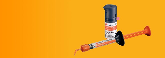 3M™ RelyX™ Universal Resincement og 3M™ Scotchbond™ Universal Plus Adhæsiv.
