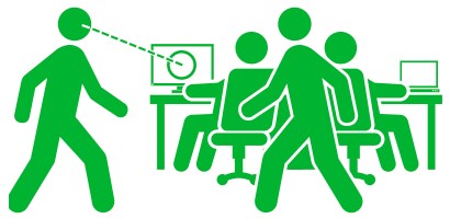 Illustration af en person, der kigger på skærme på et kontor
