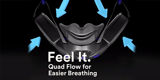 Føl det. Quad-flow åndbarhed. Klik her for at se den i funktion.
