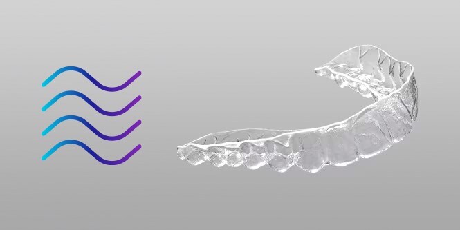 Flex icon with aligner against gray gradient background
