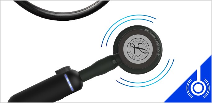 3M Littmann Elektronisk stetoskop model 3200 på hvid baggrund.
